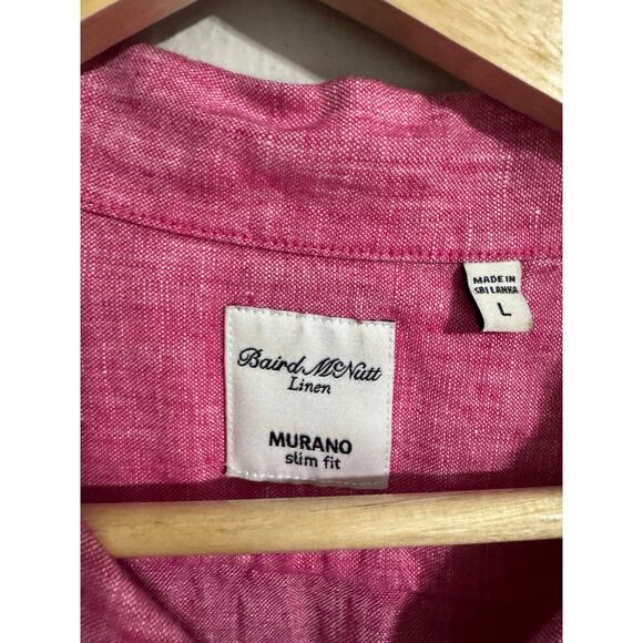 Baird McNutt Murano Slim Fit Linen Button Up Short Sleeve Shirt Large - Picture 2 of 3